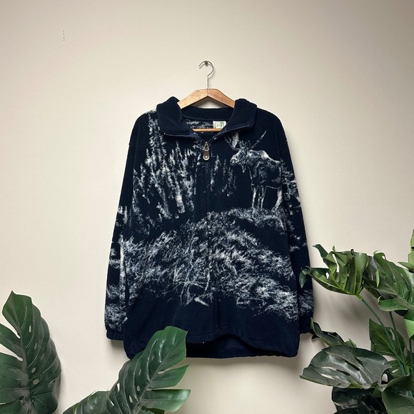 Vintage 90s Nature Animal Fleece Quarter Zip Pullover - Picture 1 of 5